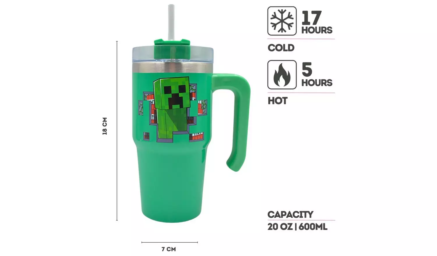 Hox Minecraft Green Travel Coffee Cup - 600ml