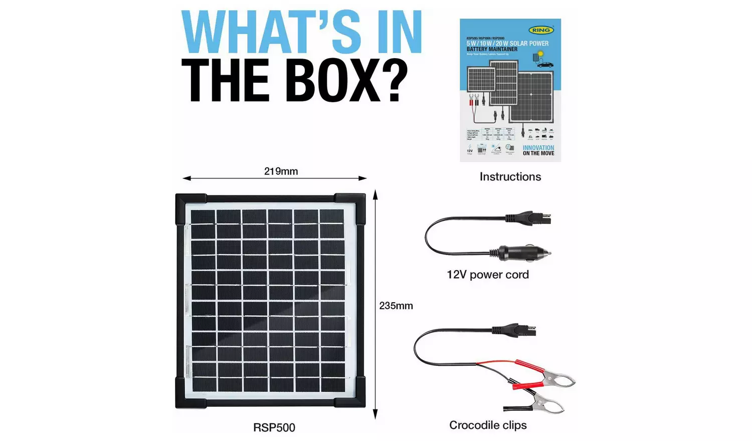 Ring RSP500 5W Solar Powered Battery Maintainer