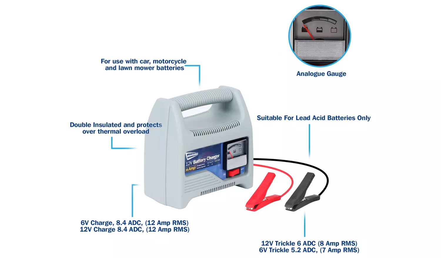 Streetwize 6 Amp Heavy Duty Automatic 12V Battery Charger