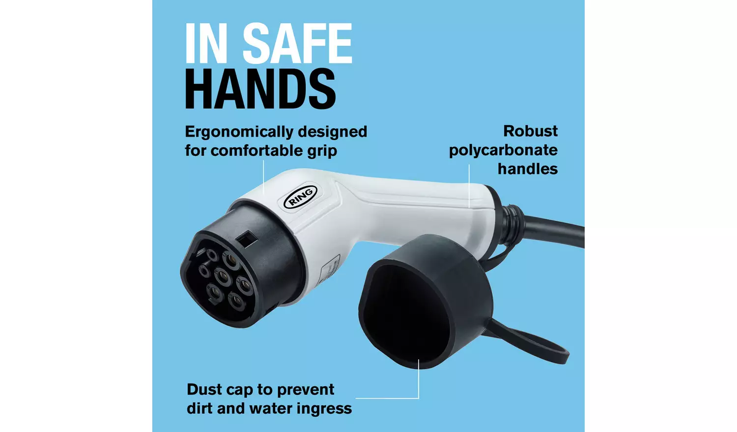 Ring Type 2 to Type 2 Single Phase 16A 5m EV Charging Cable