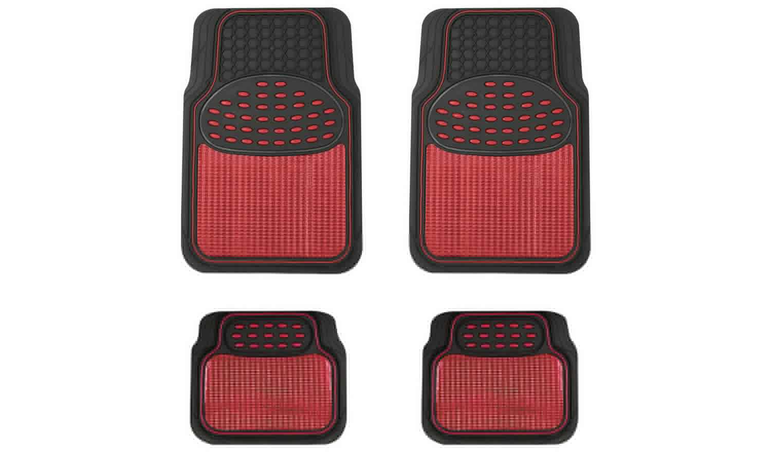 Streetwize Heavy-Duty Rubber Car Mat Set - Red Trim