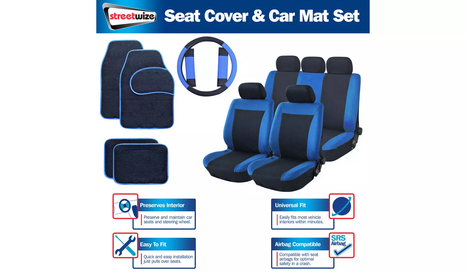 Streetwize Blue/Black Interior Car Set