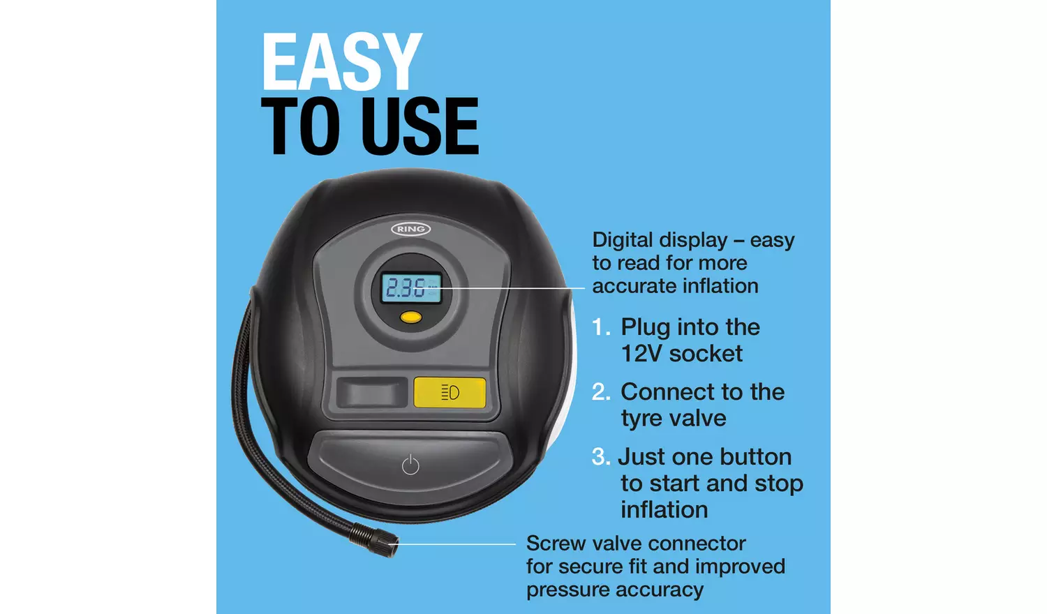 Ring RTC400 Digital Tyre Inflator With Light