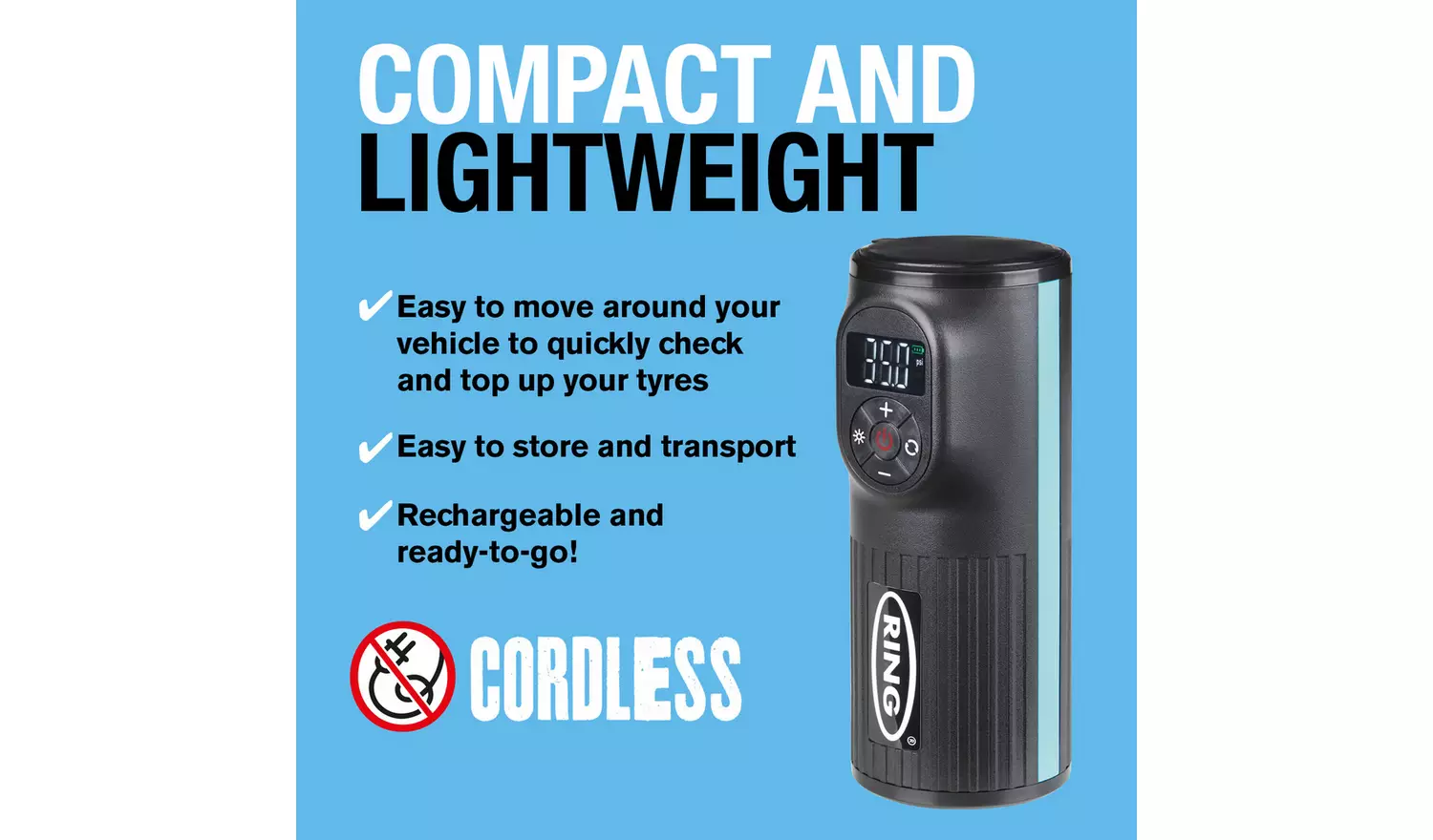 Ring RTC2000 Cordless Handheld Digital Tyre Inflator