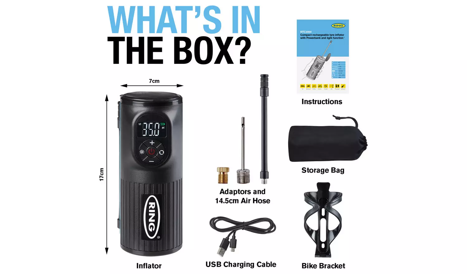 Ring RTC2000 Cordless Handheld Digital Tyre Inflator