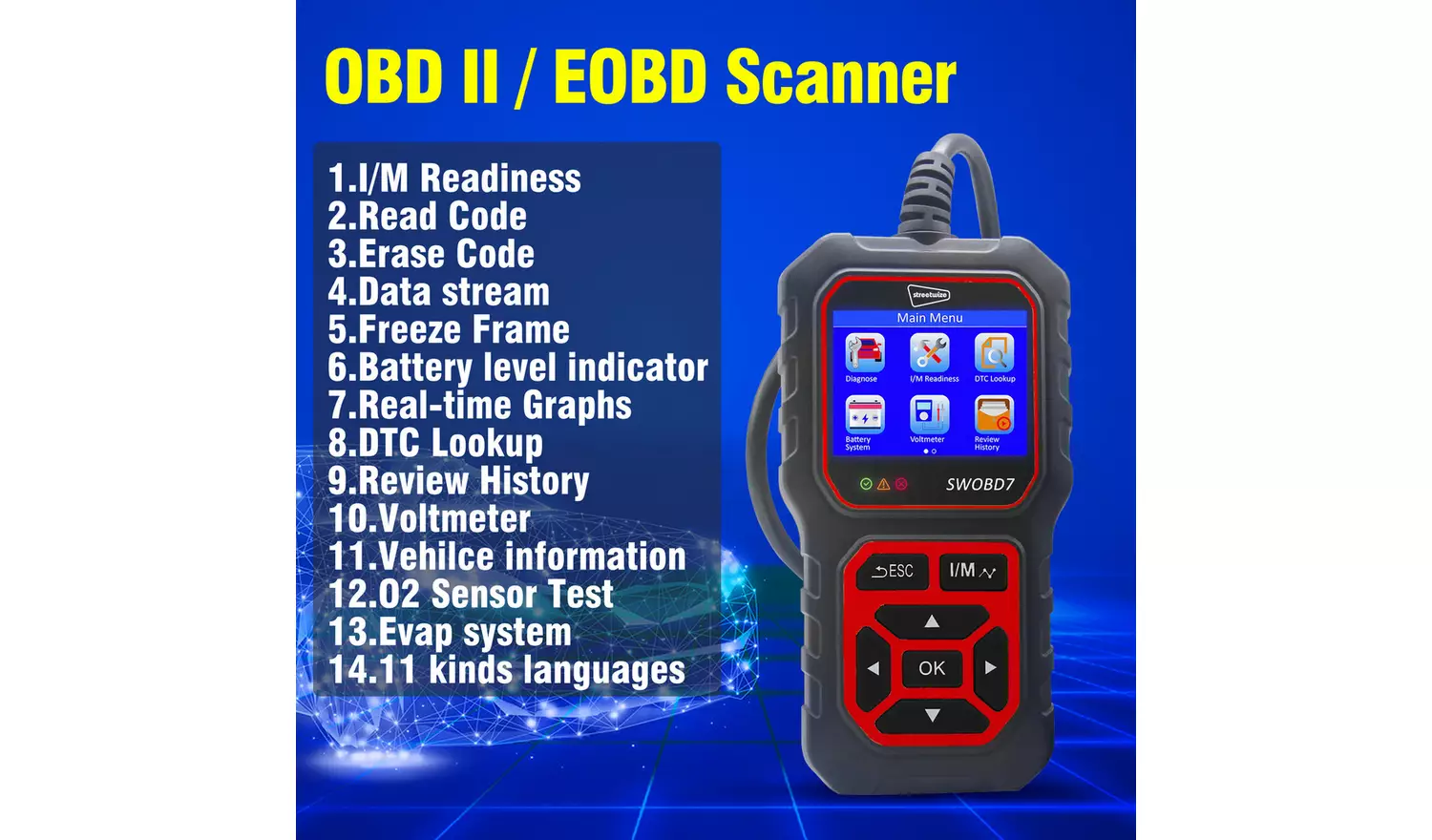 Streetwize OBD II Vehicle Diagnostic Reader