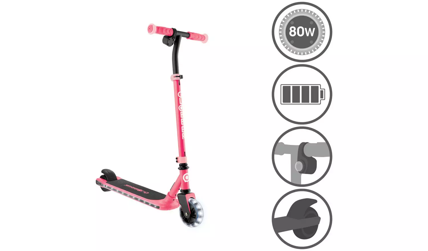 Globber E-motion 6 Kids Light Up Electric Scooter - Pink