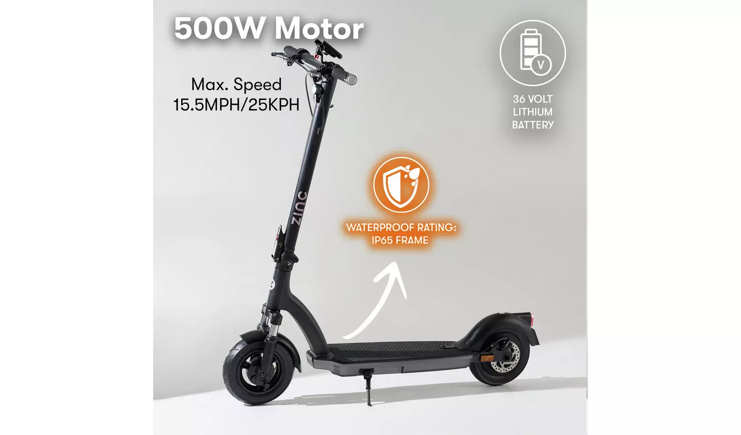 Zinc Velocity 2.0 500W Adult Folding Electric Scooter
