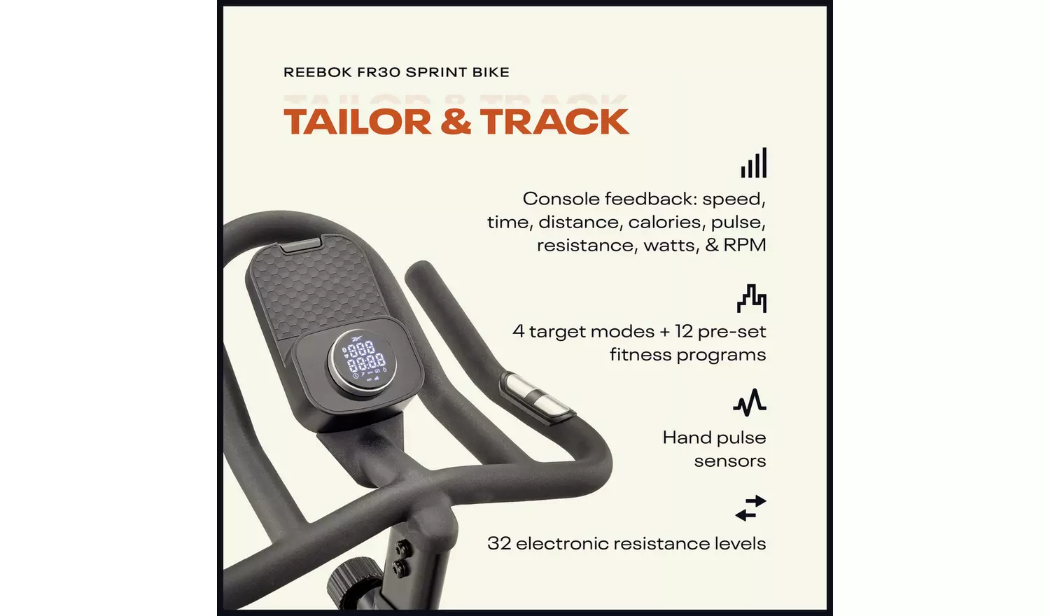 Reebok FR30 Sprint Exercise Bike with Connected Fitness