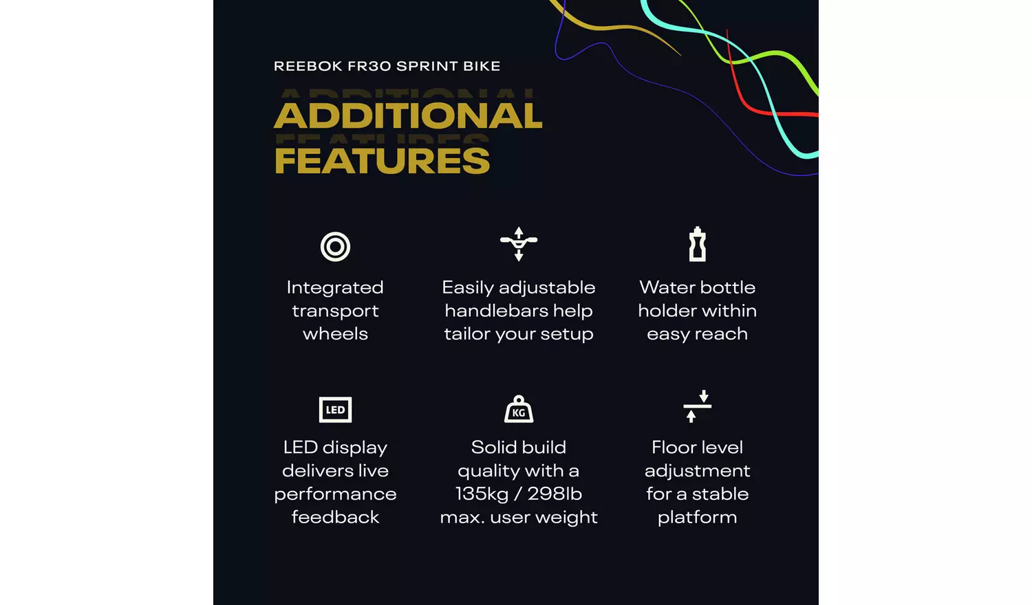 Reebok FR30 Sprint Exercise Bike with Connected Fitness