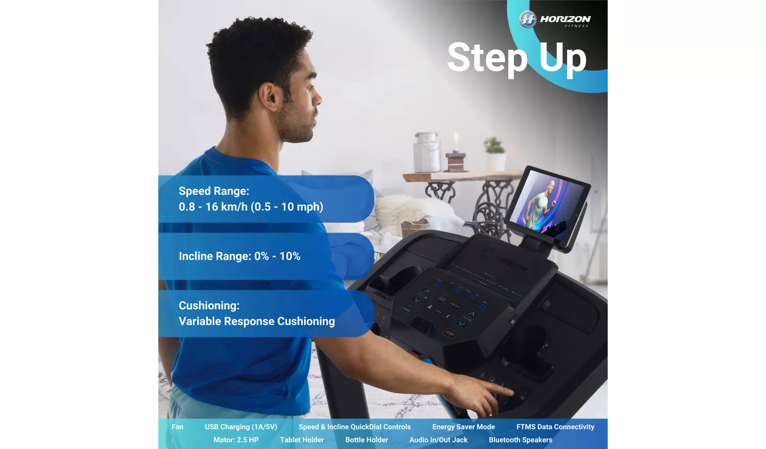 Horizon Fitness 5.0AT Folding Treadmill with Bluetooth