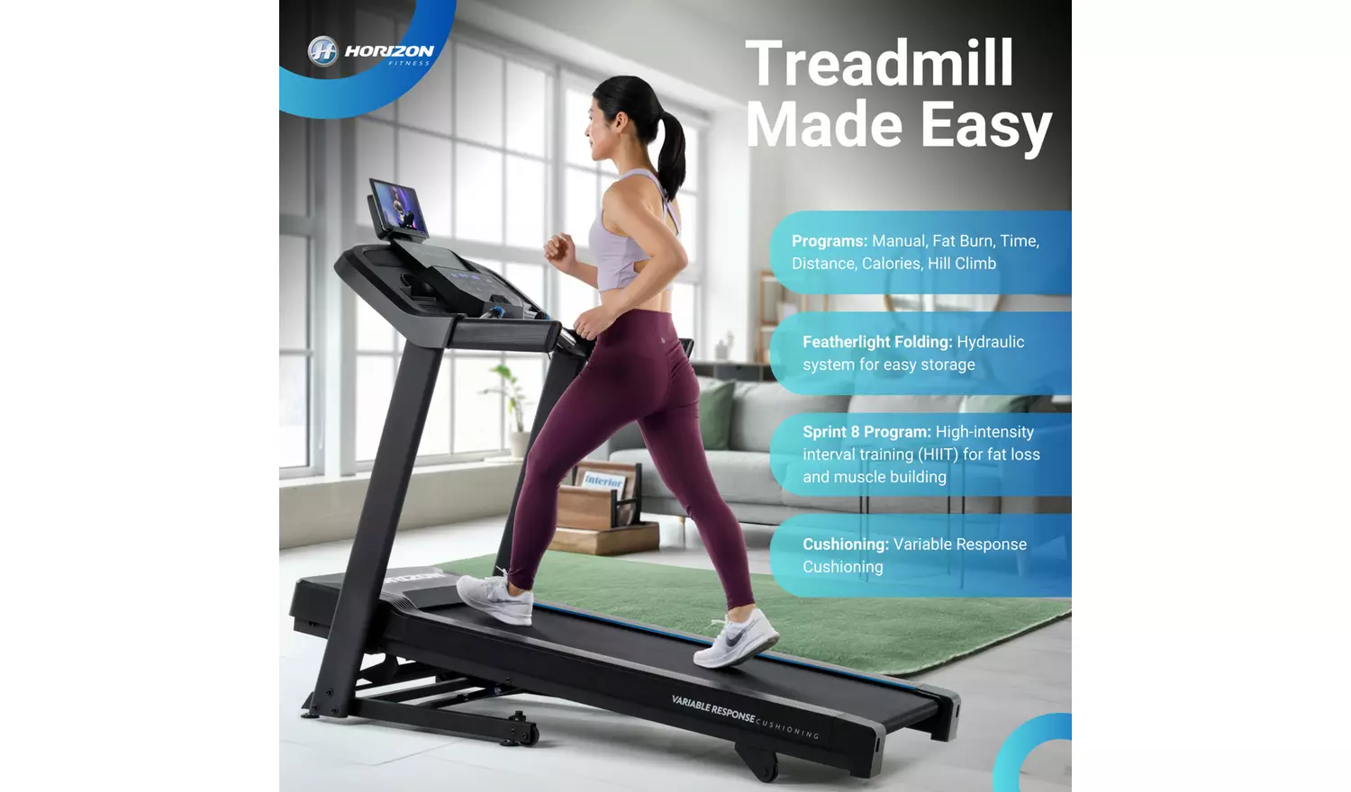 Horizon Fitness 5.0AT Folding Treadmill with Bluetooth