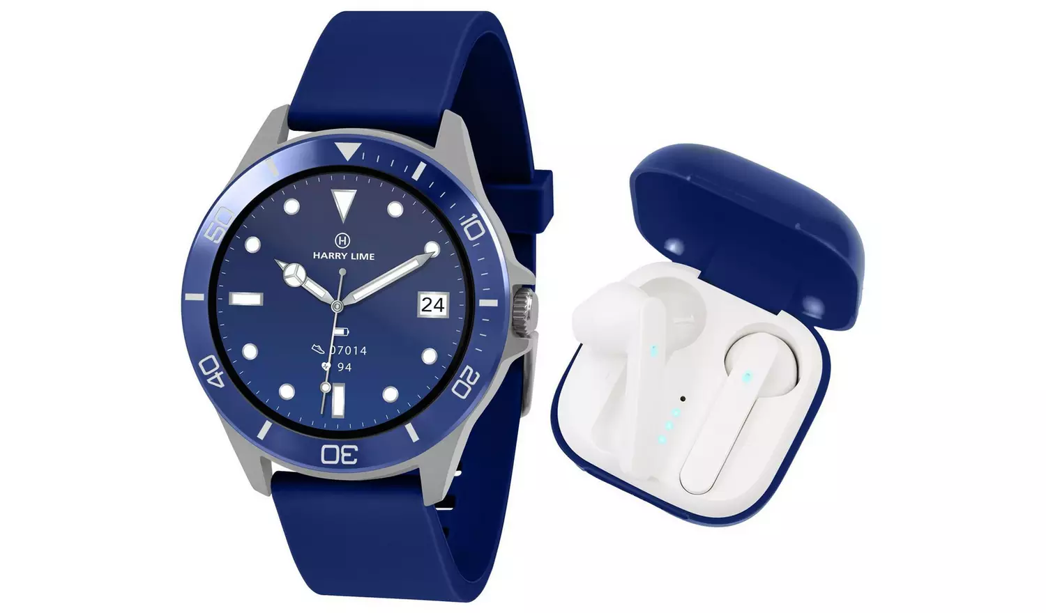 Harry Lime Navy Smart Watch And Ear Bud Set