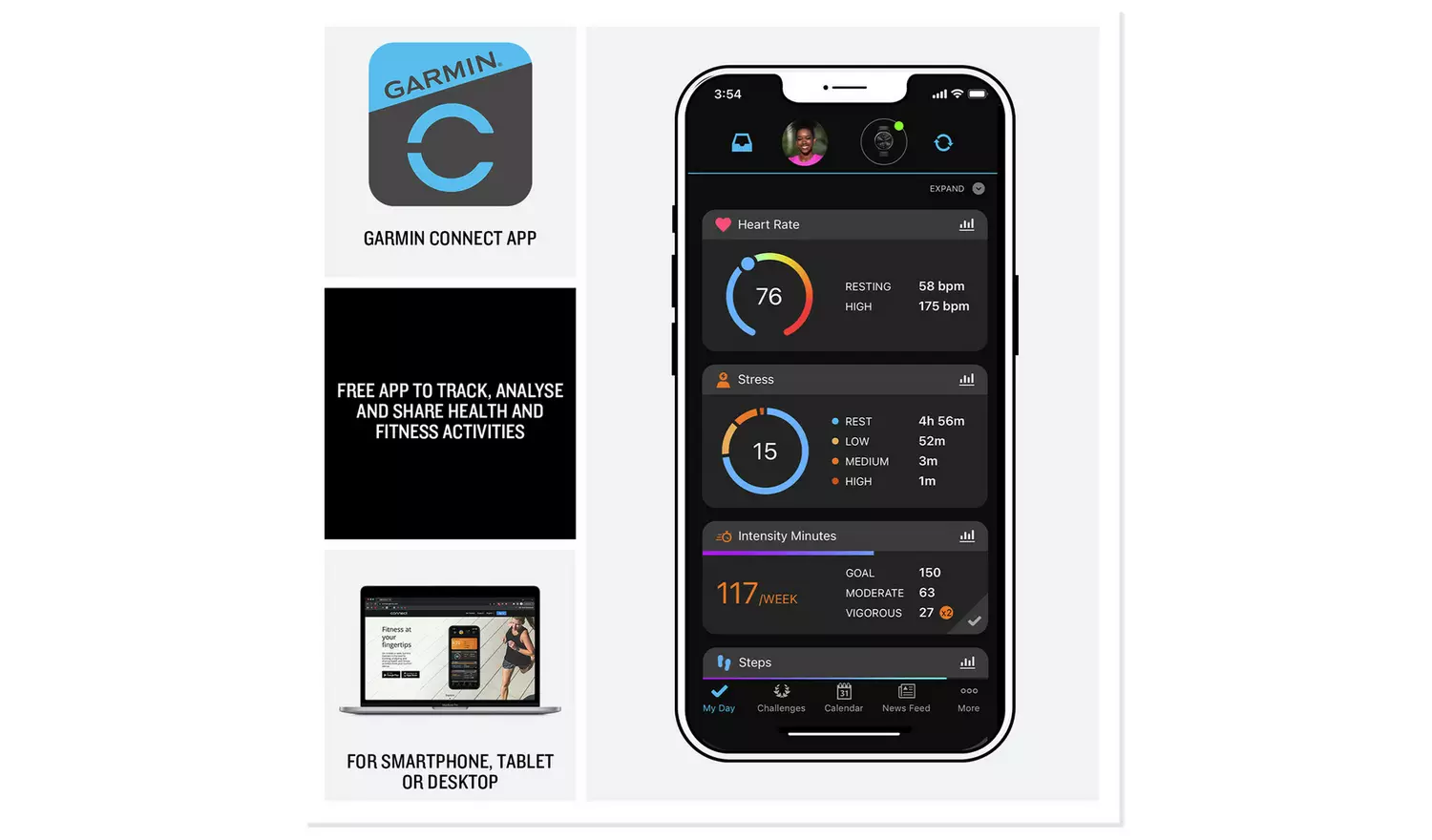Garmin Forerunner 165 Music Smart Watch - Fuchsia