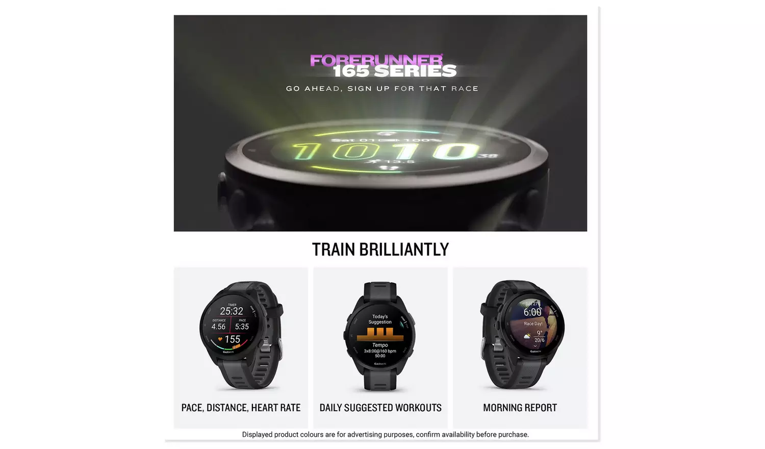 Garmin Forerunner 165 GPS Running Smart Watch - Black