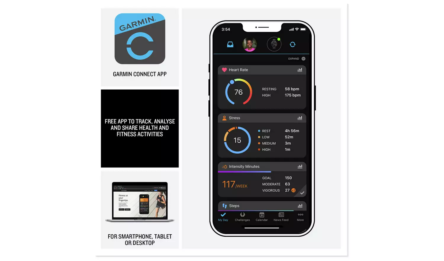 Garmin Forerunner 165 GPS Running Smart Watch - Black