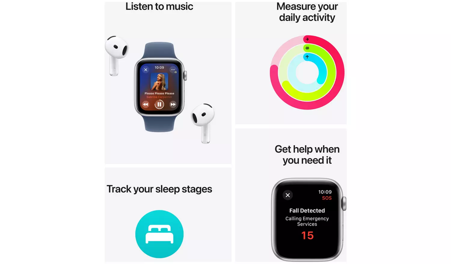 Apple Watch SE 2024 GPS 44mm Silver Denim Sport Band - S/M