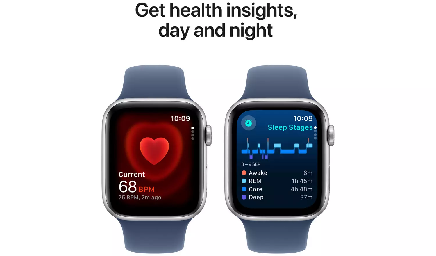 Apple Watch SE 2024 GPS 44mm Silver Denim Sport Band - S/M