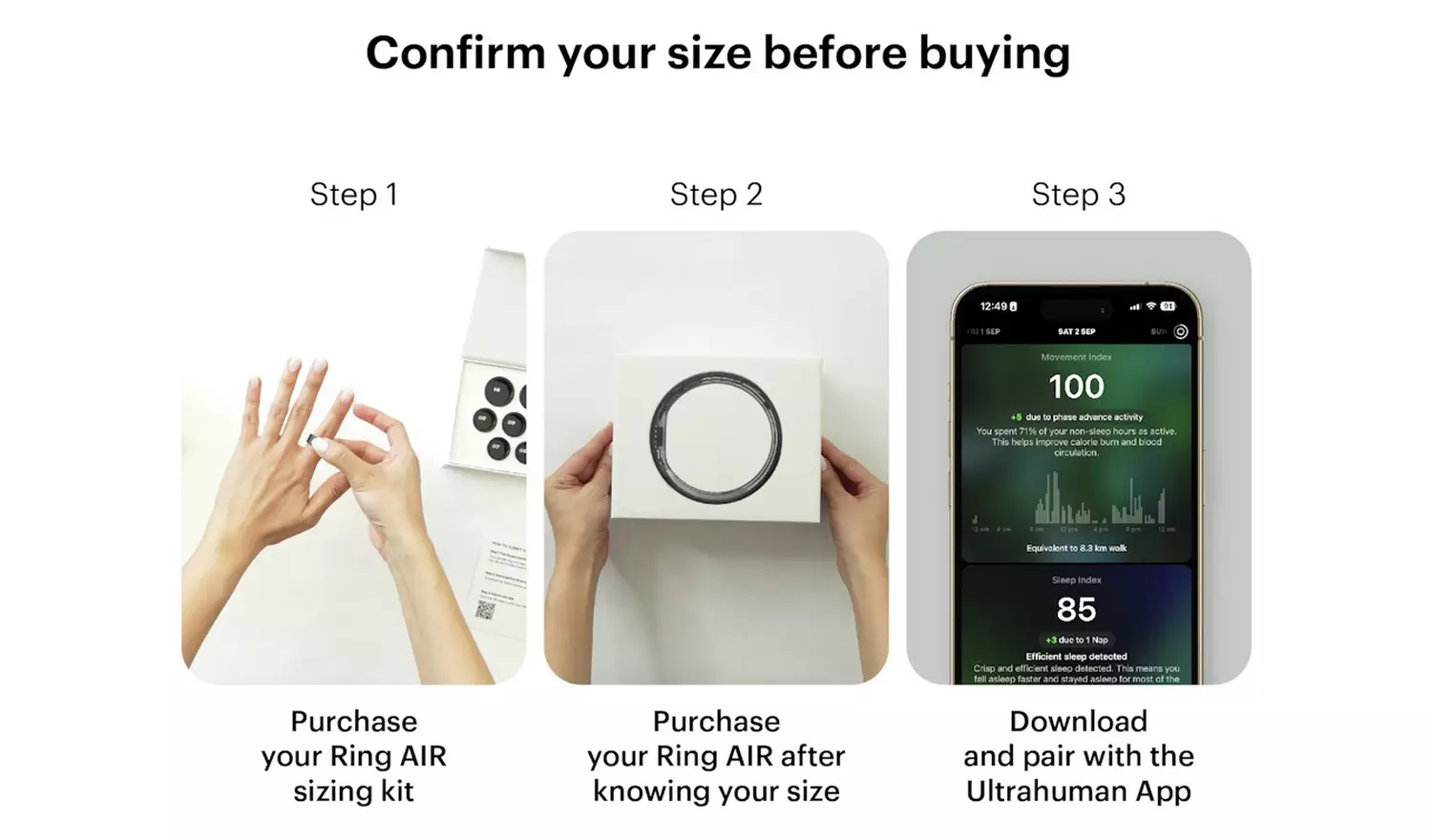 Ultrahuman Ring AIR Bluetooth Smart Ring Aster Black - 6