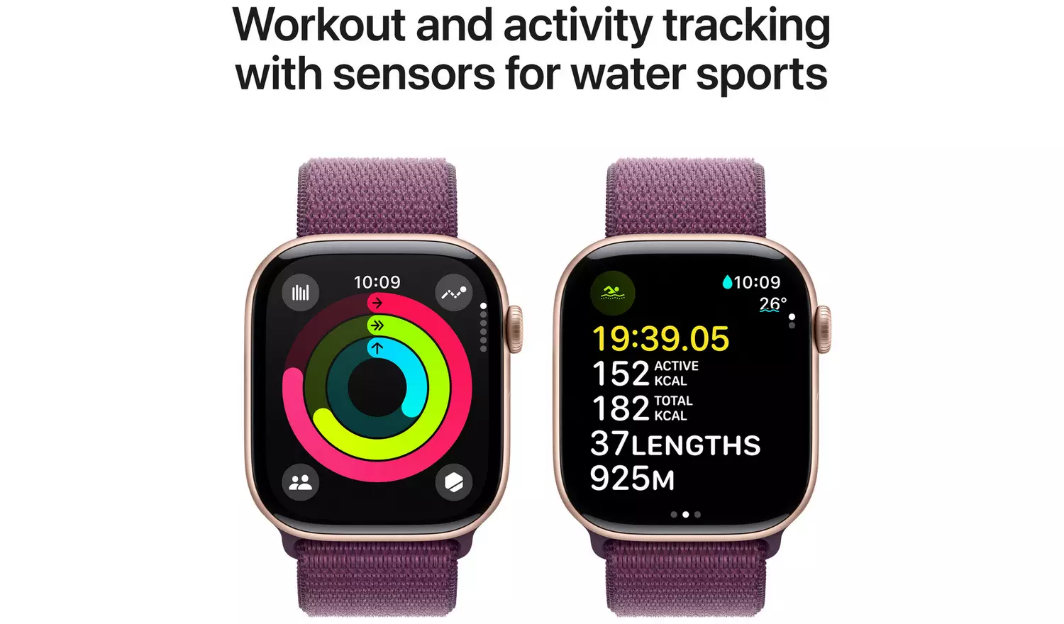 Apple Watch Series 10 GPS 46mm Rose Gold Plum Sport Loop