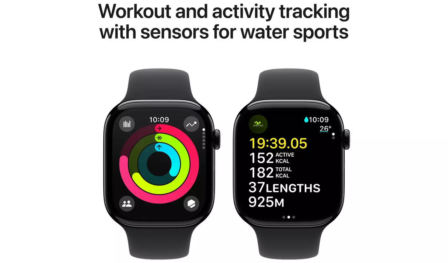 Apple Watch Series 10 GPS 46mm Jet Black Sport Band - M/L