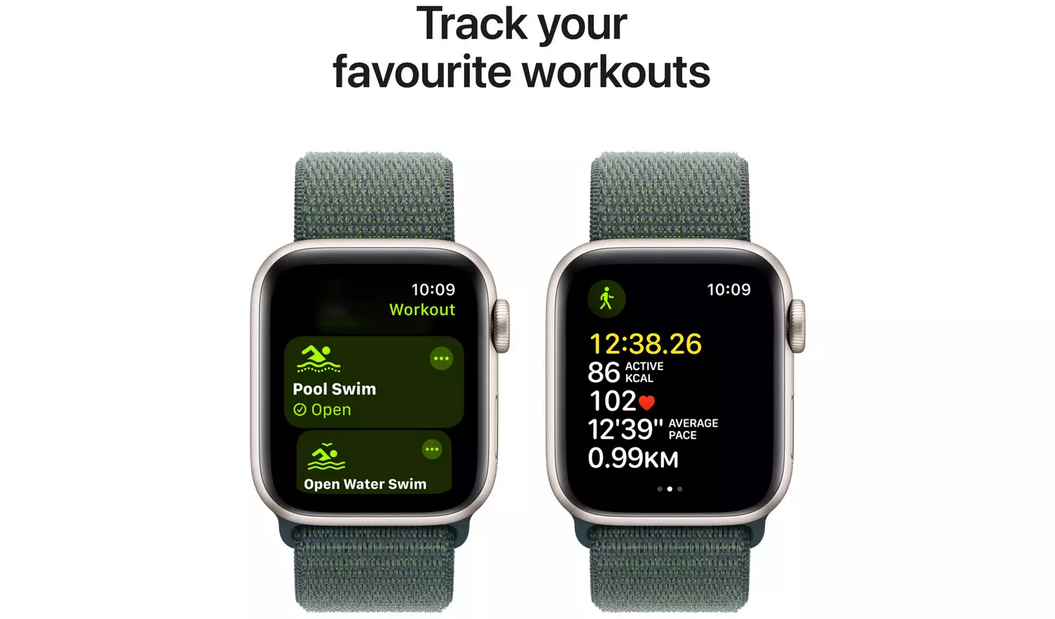 Apple Watch SE 2024 GPS 40mm Starlight Lake Green Sport Loop