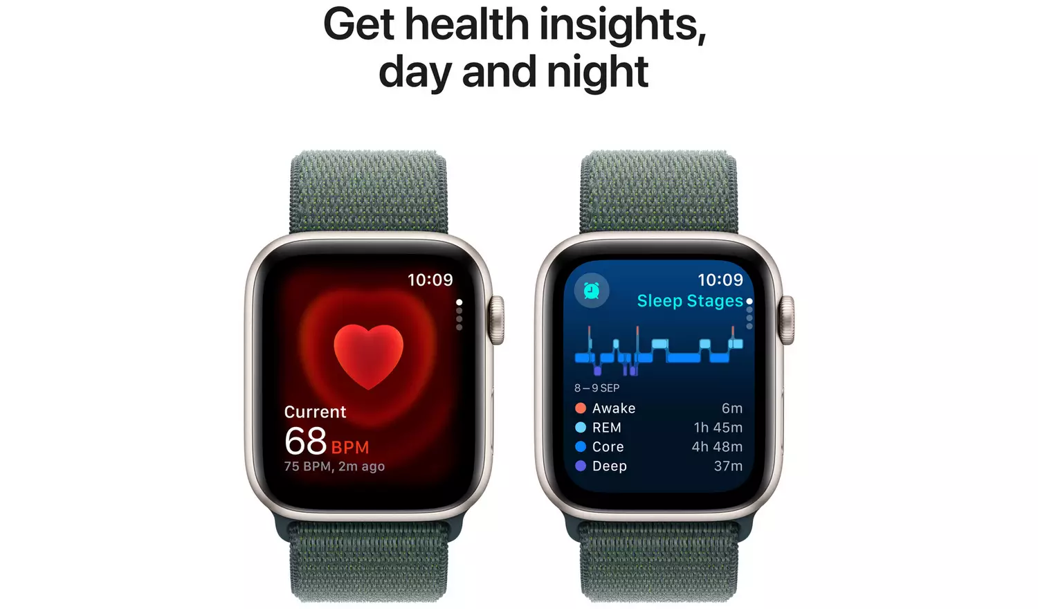 Apple Watch SE 2024 GPS 44mm Starlight Lake Green Sport Loop