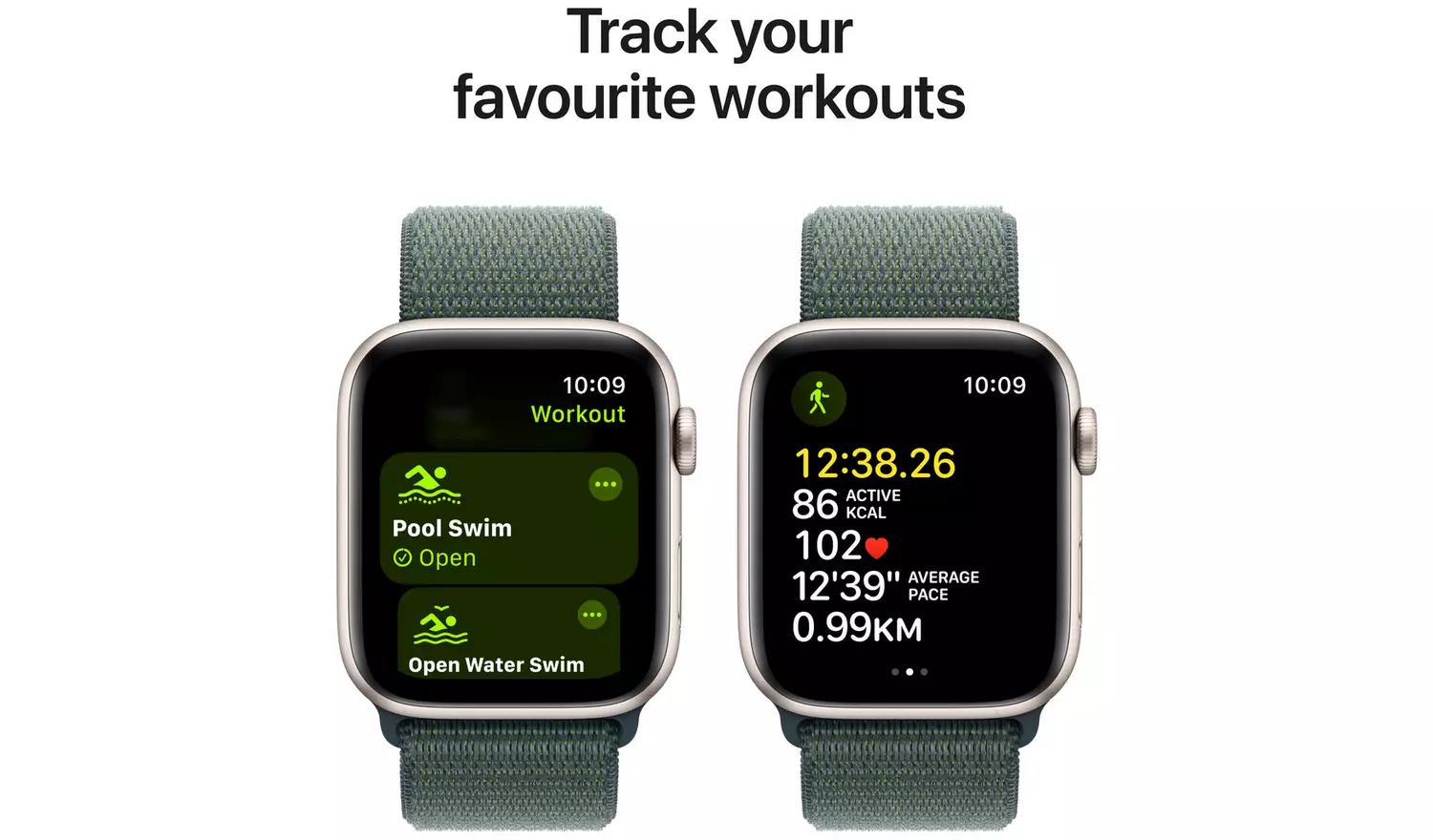 Apple Watch SE 2024 GPS 44mm Starlight Lake Green Sport Loop