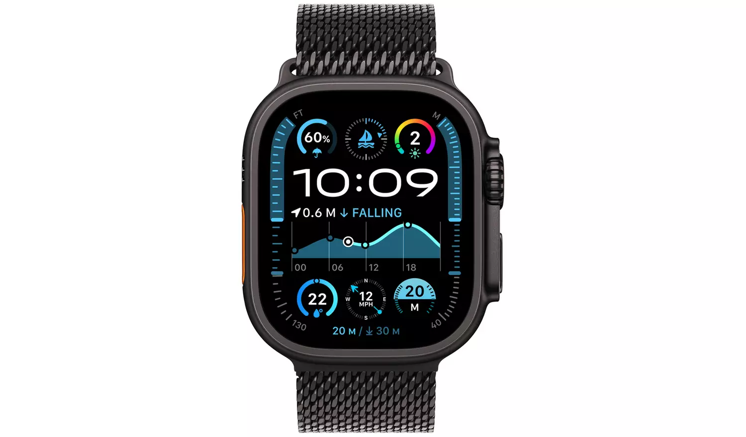 Apple Watch Ultra 2 2024 49mm Black Titanium Milanese Loop M