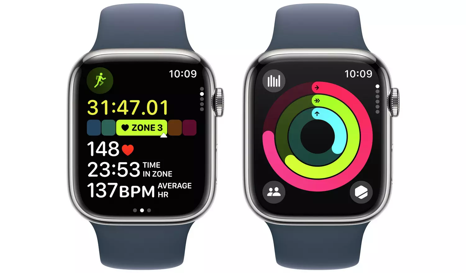 Apple Watch Series 9 GPS+Cell 45mm Steel Storm Blue Band S/M