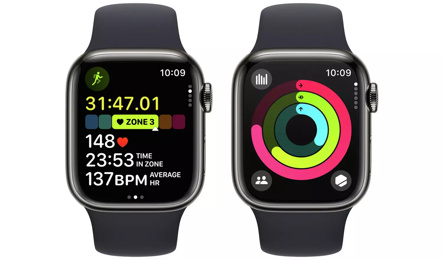 Apple Watch Series 9 GPS+Cell 41mm Steel & Midnight Band M/L