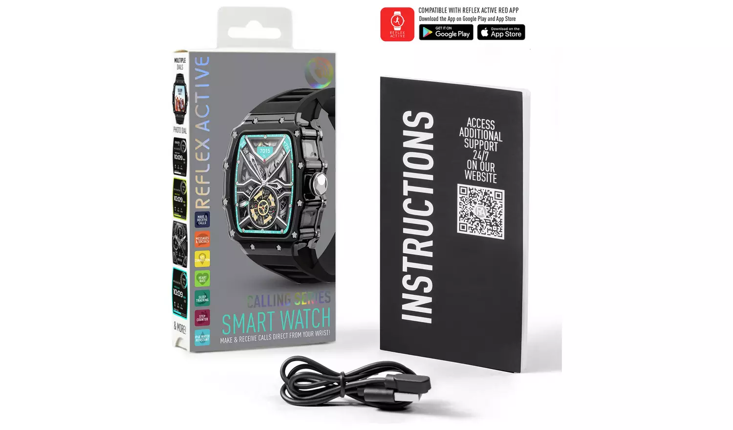 Reflex Active Black Strap Calling Smart Watch