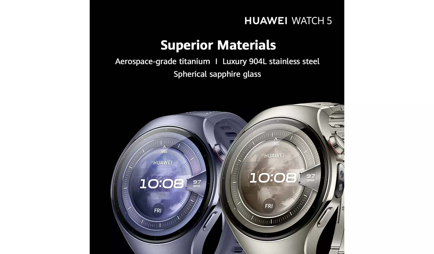 HUAWEI Watch 5 46mm Wi-Fi Smart Watch - Titanium Silver