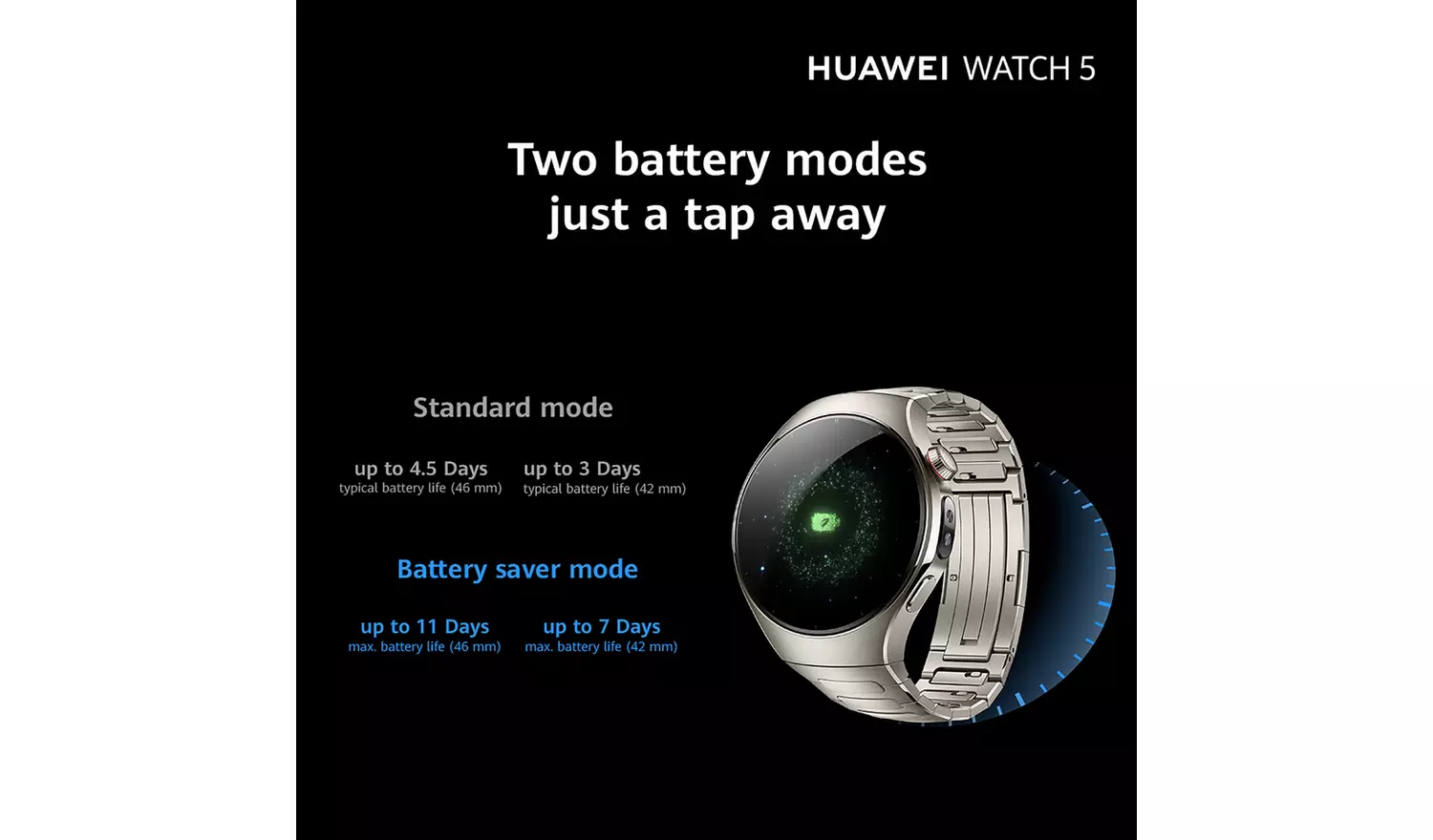 HUAWEI Watch 5 46mm Wi-Fi Smart Watch - Titanium Silver