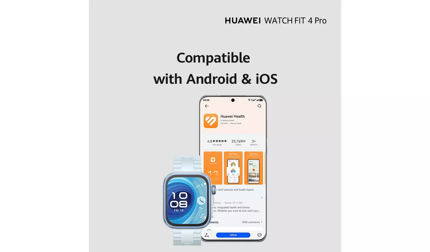 HUAWEI Fit 4 Pro 45mm Smart Watch - Titanium Blue