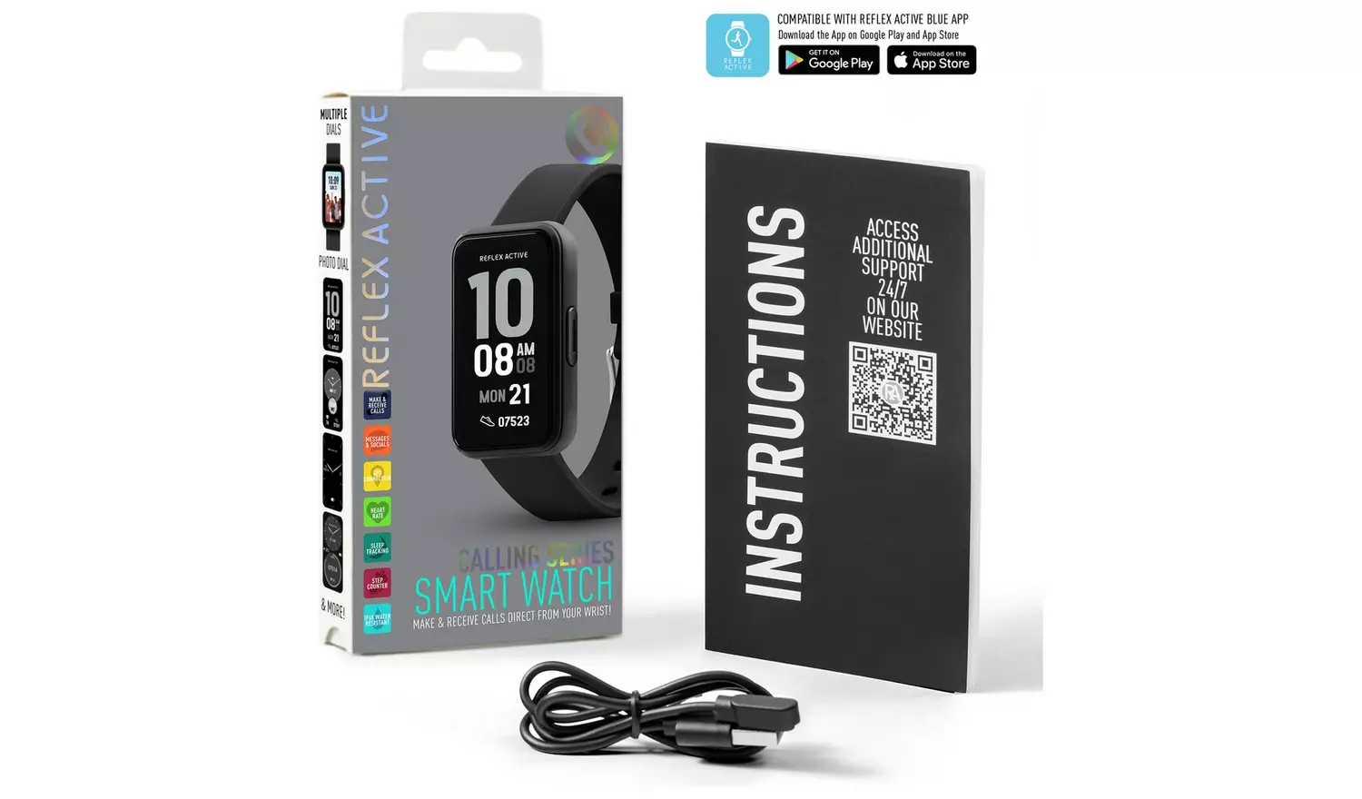 Reflex Active Black Strap Calling Smart Watch