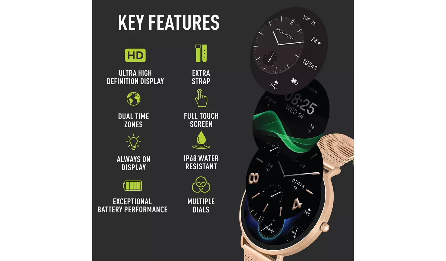 Reflex Active HD Ultra Slim Calling Smart Watch Set