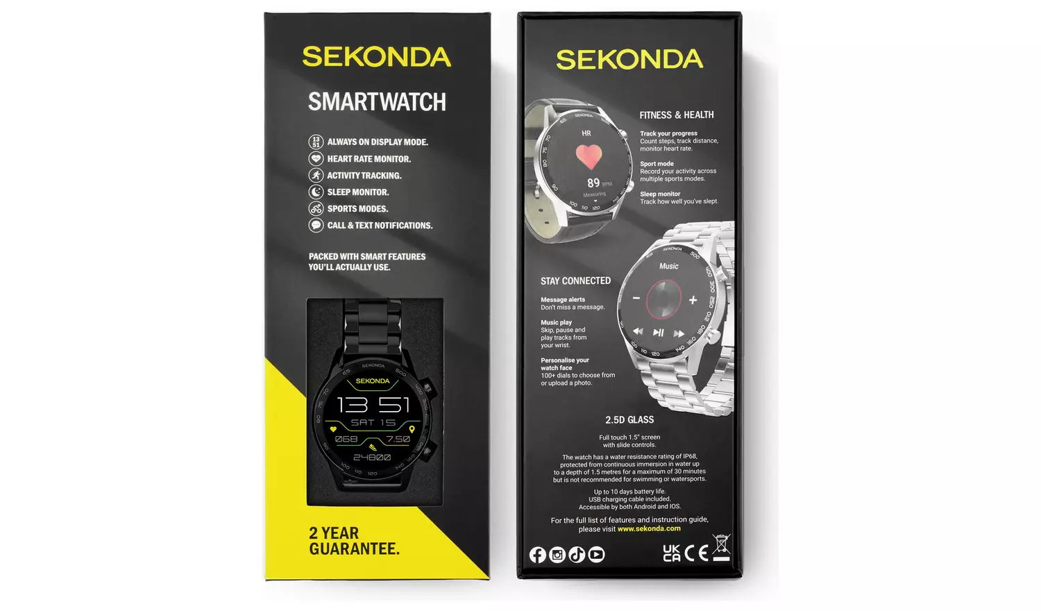 Sekonda Black Stainless Steel Bracelet Smart Watch