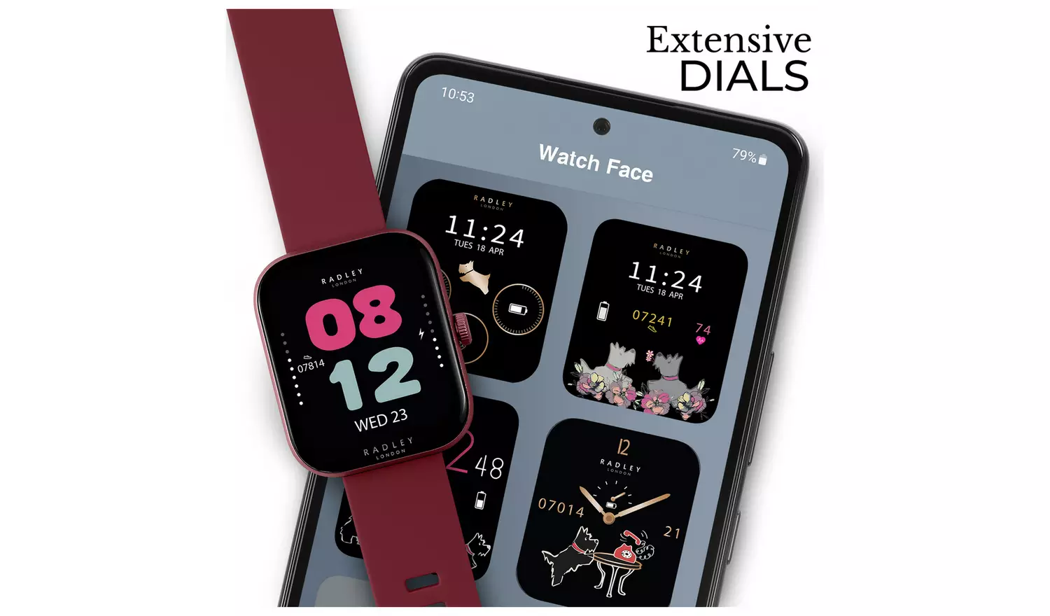 Radley Berry Red Silicone Strap Calling Smart Watch