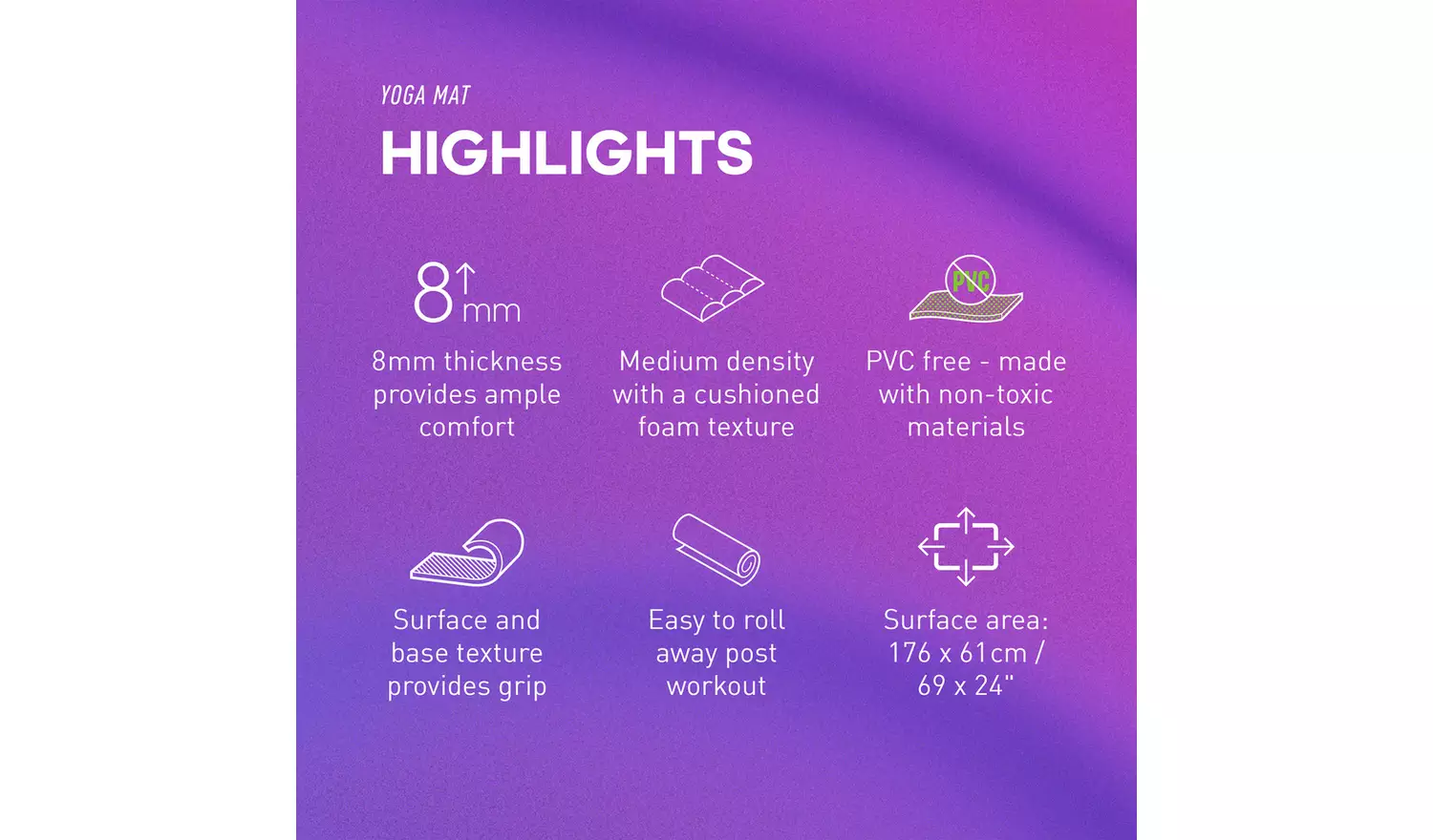 Adidas 8mm Thickness EVA/TPE Yoga Mat - Navy