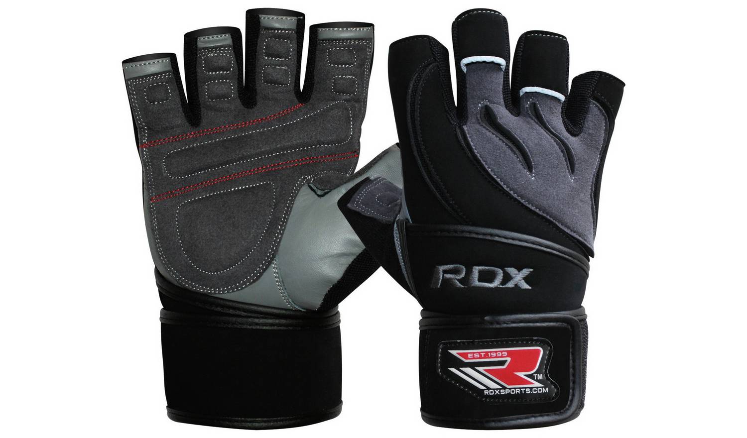 RDX Leather Weight Lifting Gloves with Strap