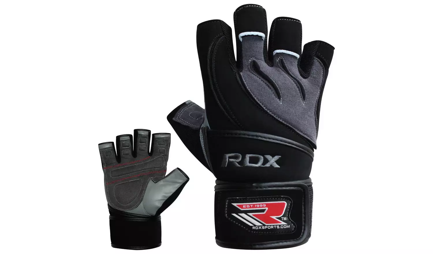 RDX Leather Weight Lifting Gloves with Strap