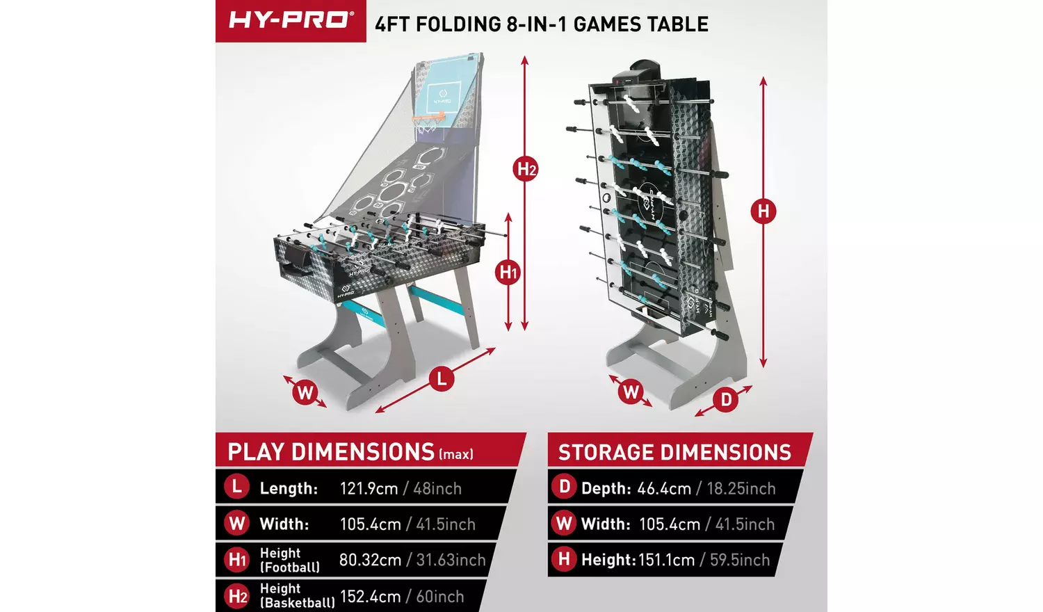 Hy-Pro 8 in 1 Folding Multi Games Table