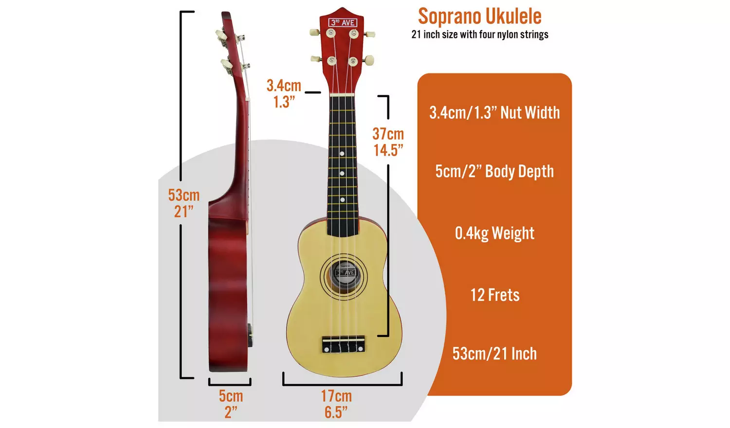 3rd Avenue Soprano Ukulele 21-Inch Beginner Pack - Natural