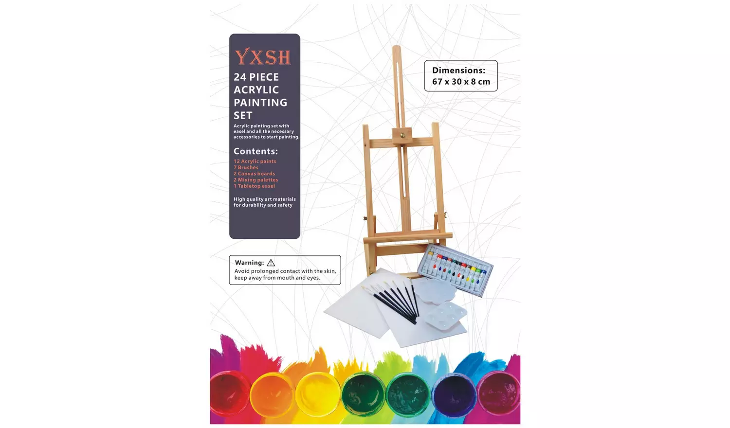 YXSH Acrylic Painting Box & Easel Set - 24 Pieces