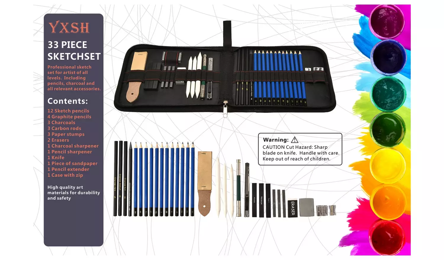 YXSH Professional Sketch Kit - 33 Pieces