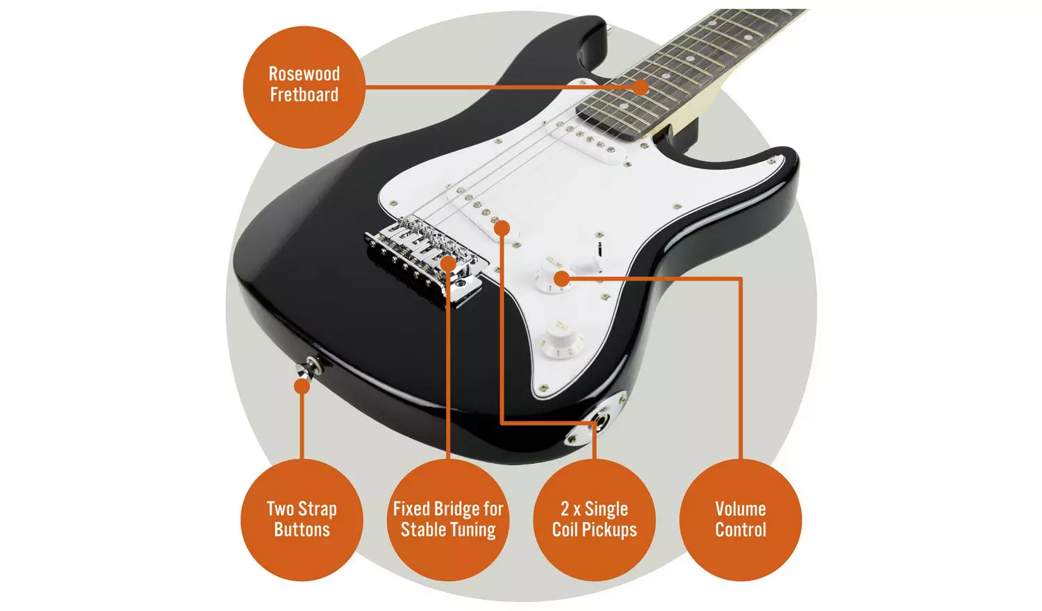 3rd Avenue 3/4 Size Electric Guitar Pack - Black