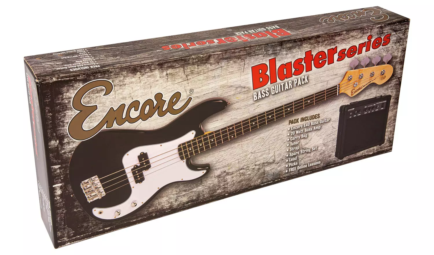 Encore E40 Full Size Bass Guitar Pack - Black