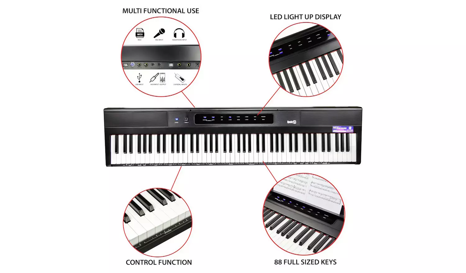 RockJam RJ88DP Full 88 Note Digital Piano