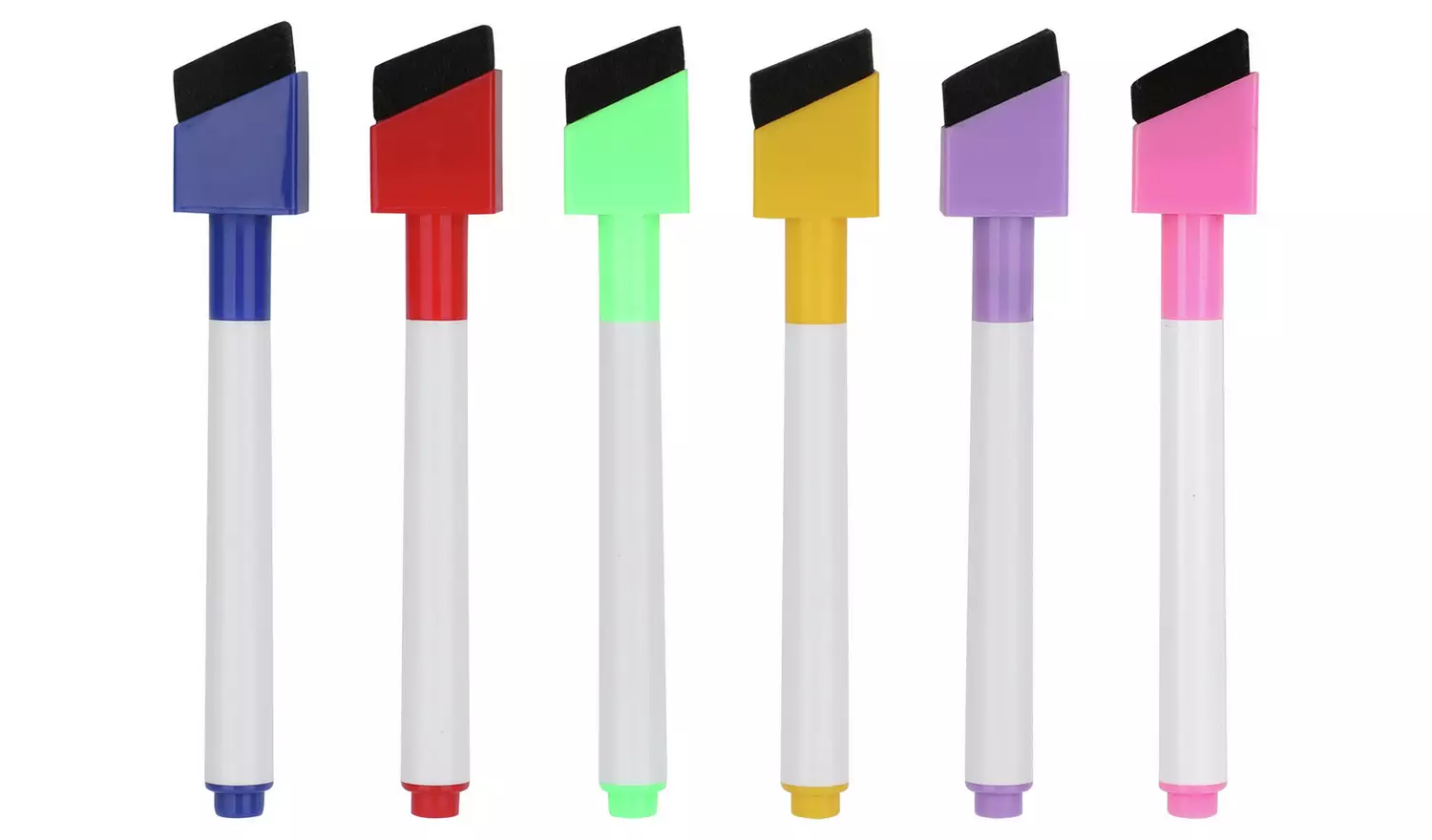Home Pack of 6 Magnetic Dry Wipe Pens - Multicoloured